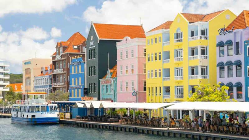 Punda in Willemstad Curacao the capital city, brightly colored buildings