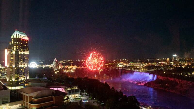 Niagara Falls fireworks over the waterfalls in the summer