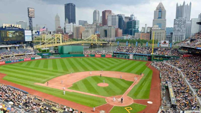 view inside PNC Park where the Pittsburgh Pirates play MLB baseball 