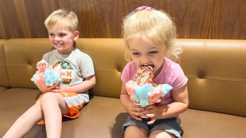 Kids eating fun ice cream creations at Sweet Jesus in Niagara Falls